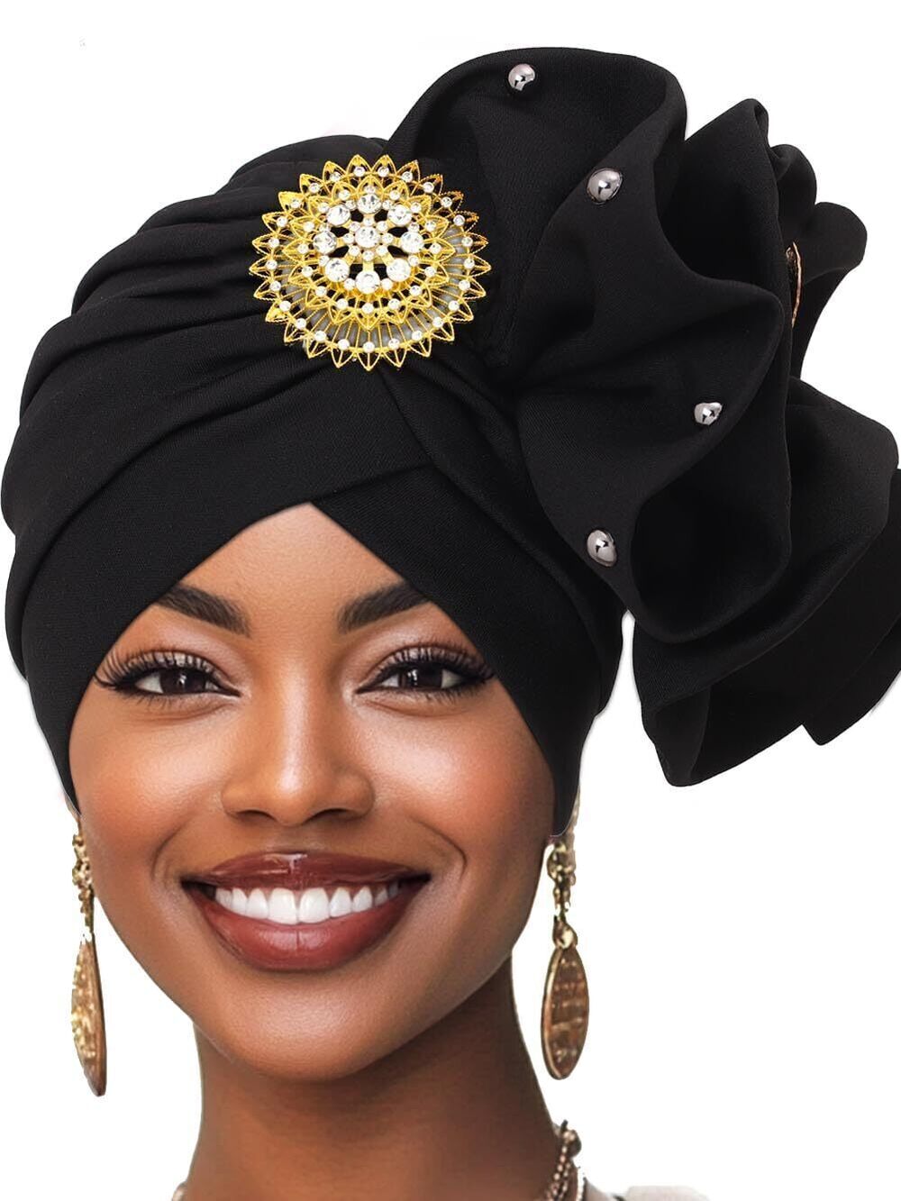 2593 African Head Wraps Yellow Turban Pretied Headdress US, Alpha, One